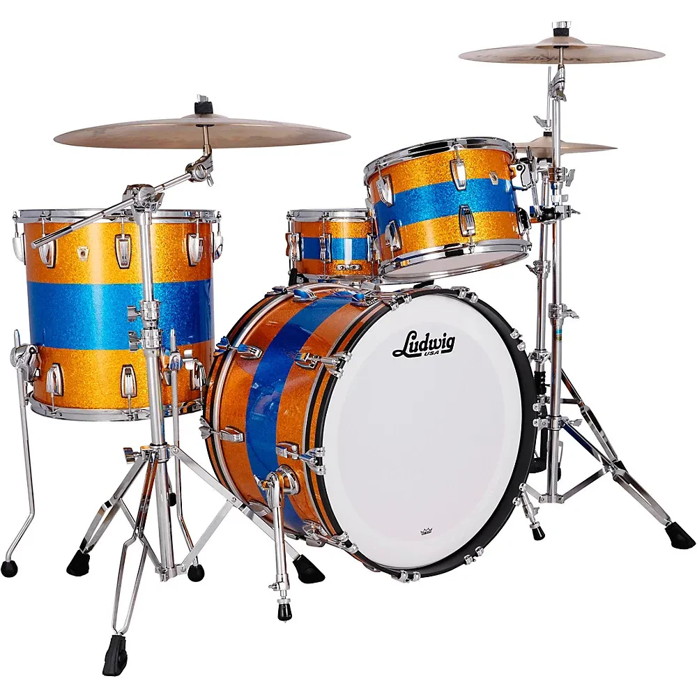 Ludwig Classic Maple 3-Piece Fab Shell Pack-22" Bass Drum Gold/Blue Tri-Band