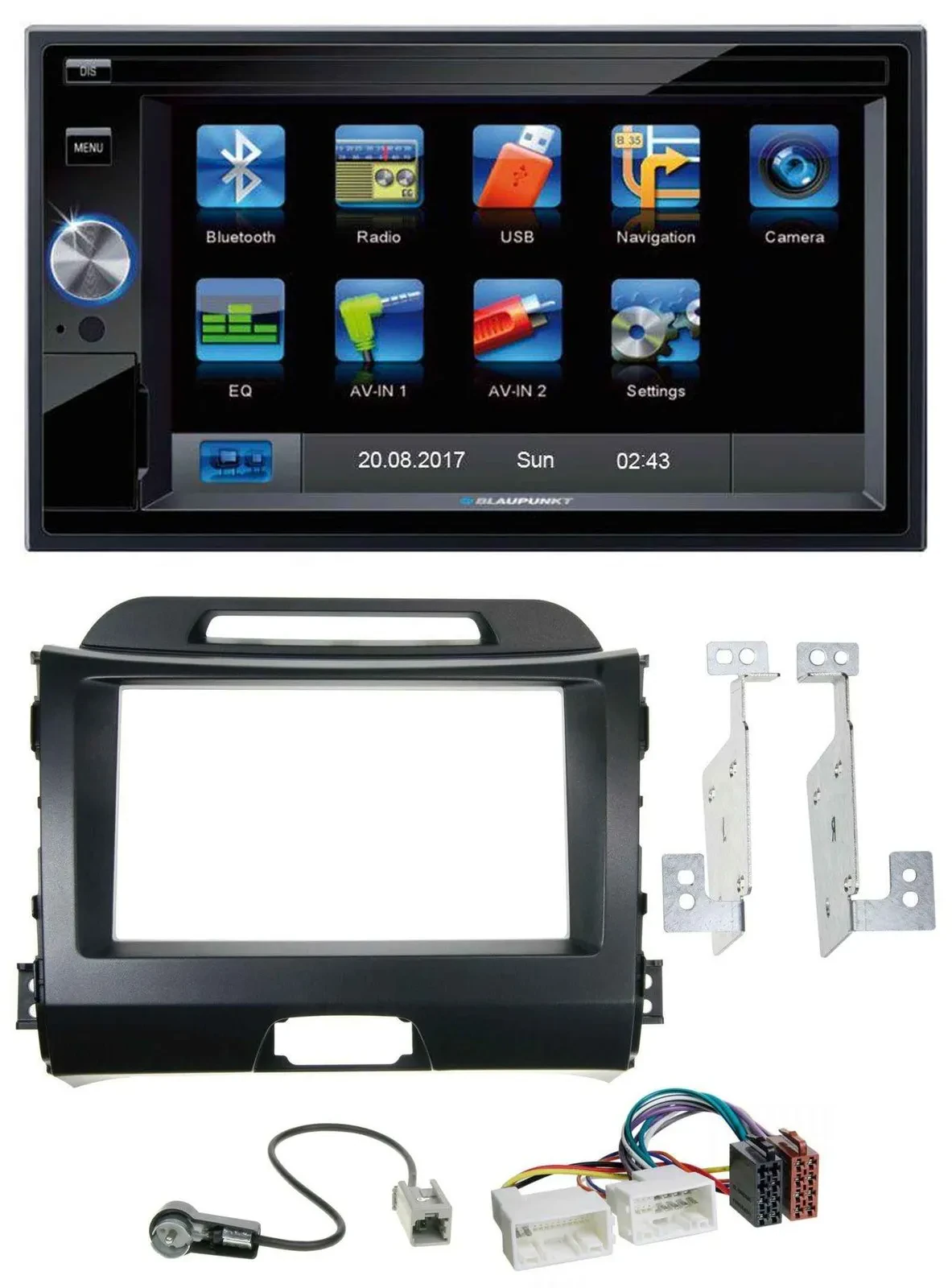 Blaupunkt SD Bluetooth 2DIN MP3 USB AUX Autoradio für Kia Sportage 3 10-15 SL sc
