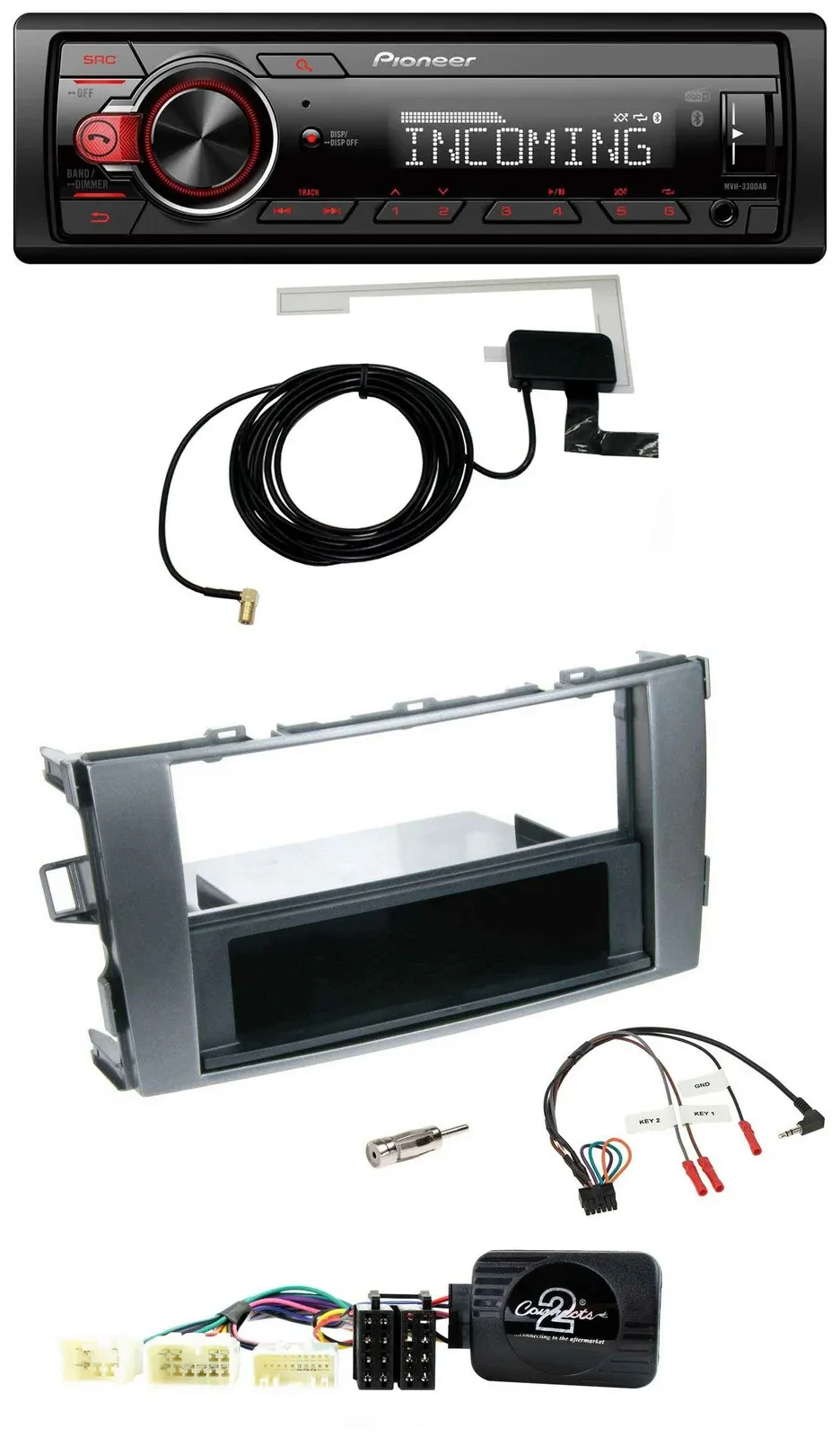 Автомагнитола для Toyota Avensis T25 (с 2003) Pioneer DAB, Bluetooth, USB, поддержка кнопок на руле