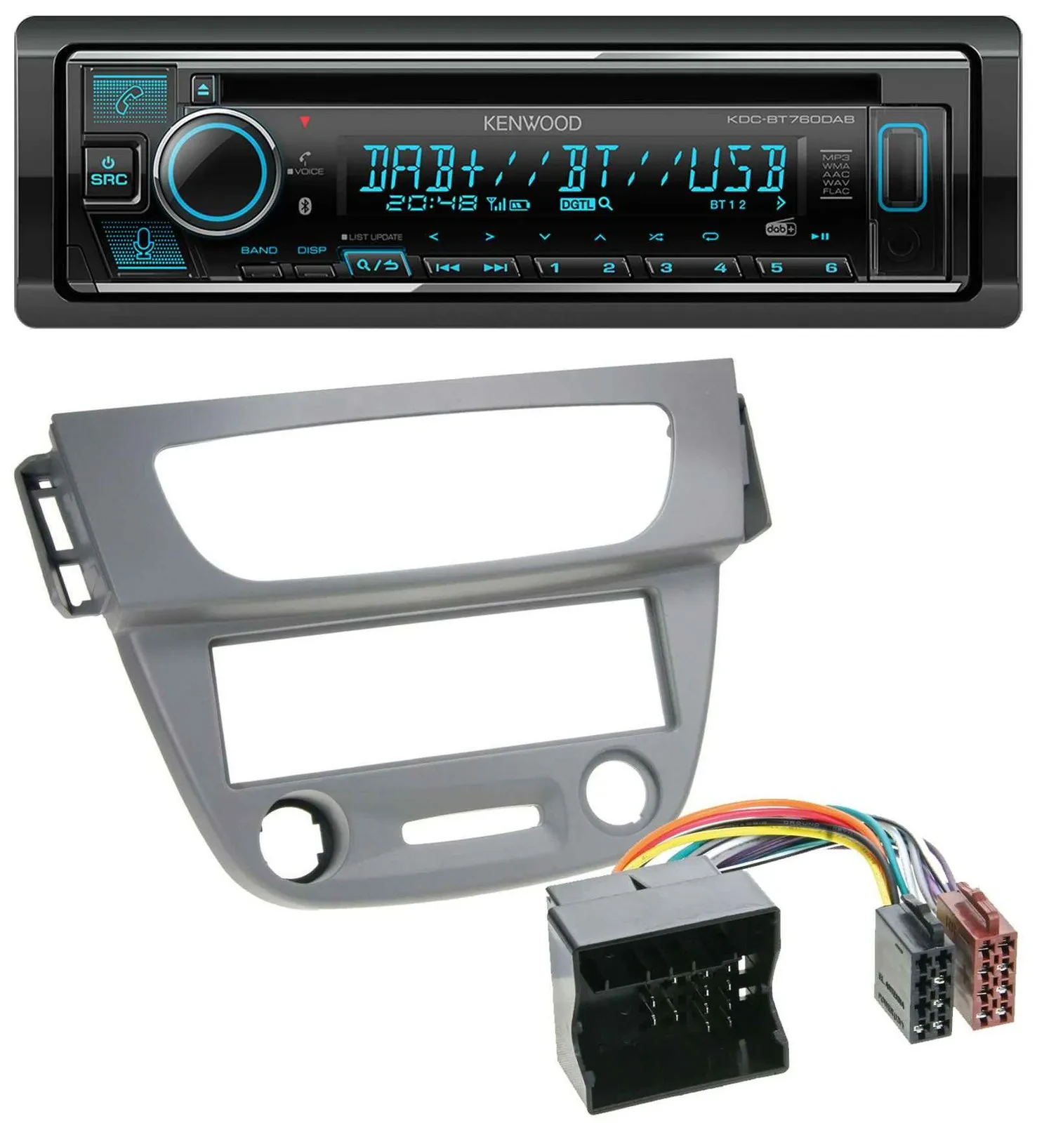 Автомагнитола Kenwood Bluetooth DAB USB CD для Renault Megane 3 (2009–2014), Quadlock