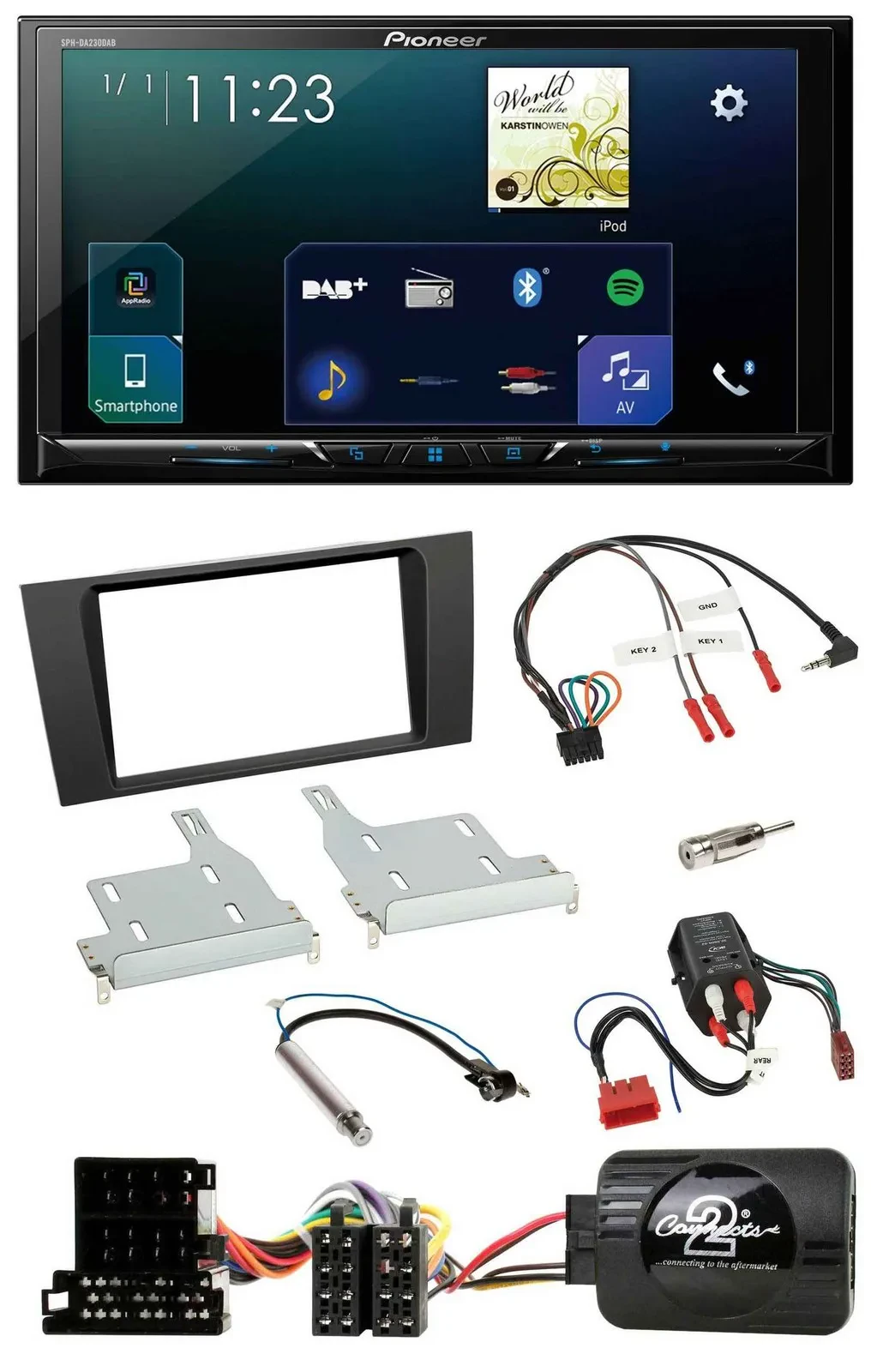 Автомагнитола Pioneer 2DIN, DAB, Bluetooth, USB для Audi A4 1999–2001, поддержка BOSE, управление с руля