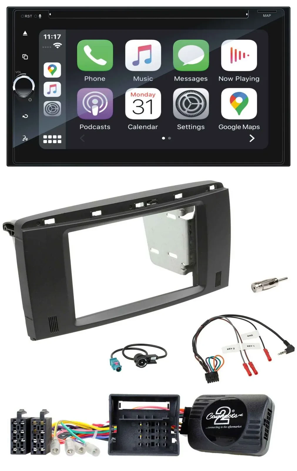 Автомагнитола для Mercedes SLK (2008–2011) Blaupunkt 2DIN DAB, USB, Bluetooth, TMC навигация