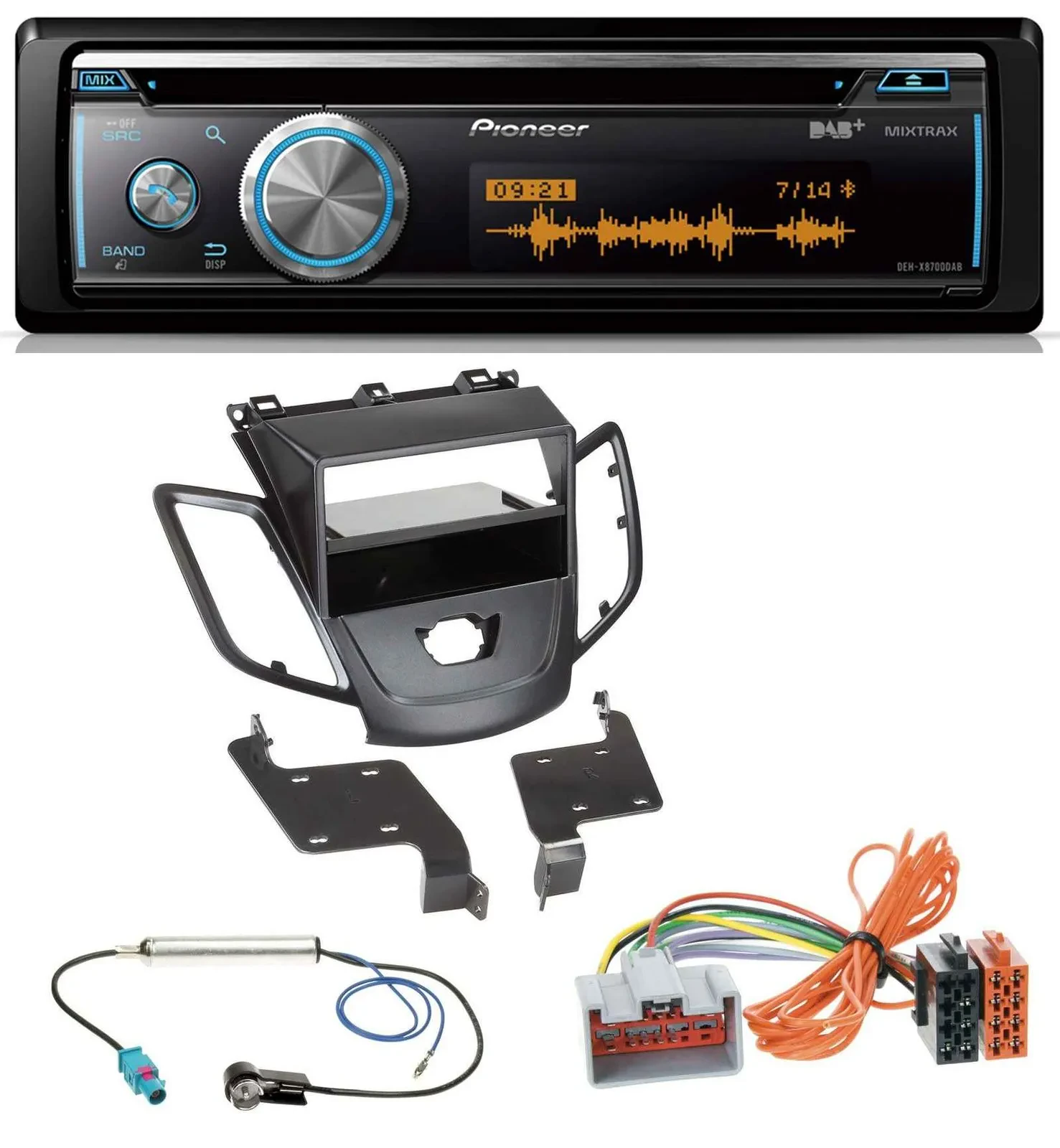Автомагнитола для Ford Fiesta JA8 (2008–2010) Pioneer MP3 DAB USB CD Bluetooth без дисплея