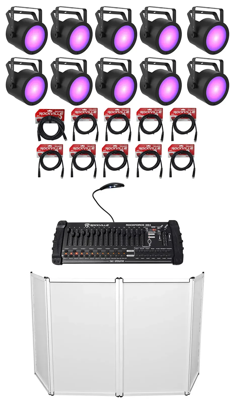 Ультрафиолетовый светильник Chauvet DJ COREpar UV 120 ILS UV COB D-Fi с DMX-пультом и фасадом (10 штук)