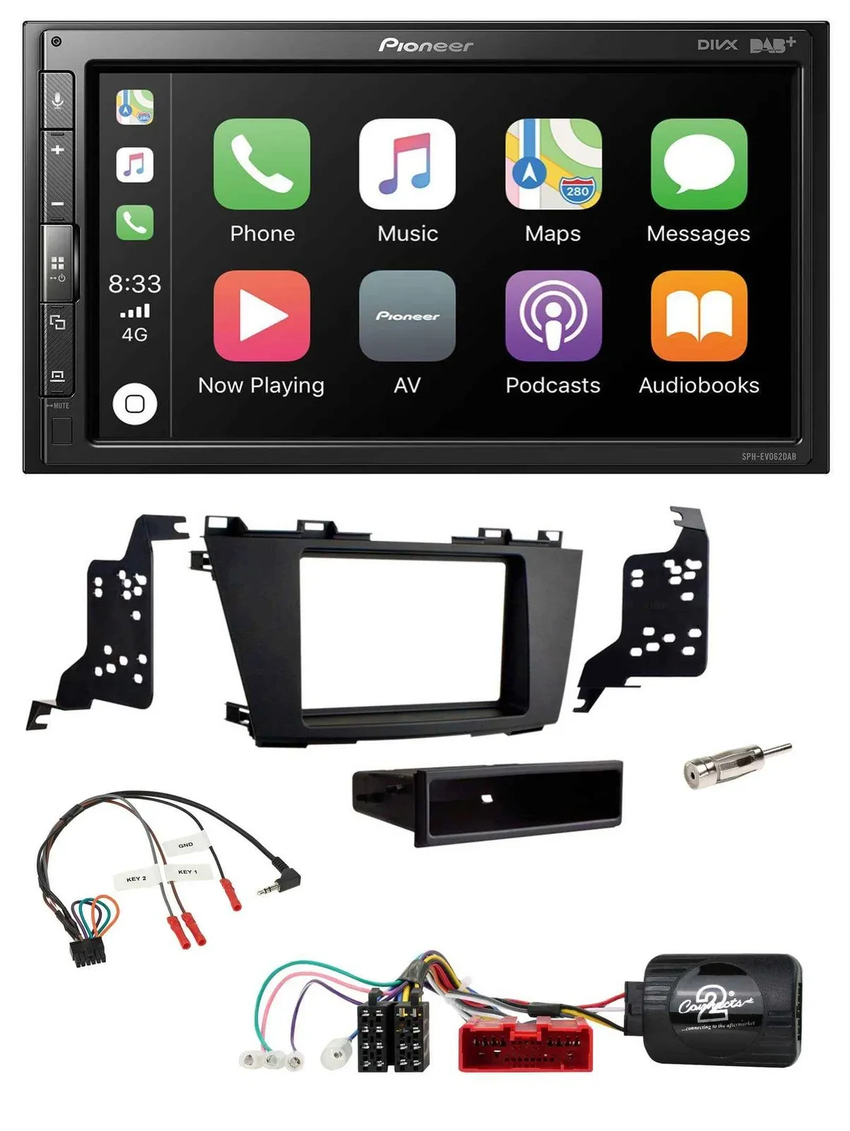 Pioneer USB Lenkrad DAB 2DIN Bluetooth Autoradio für Mazda 5 2010-2015