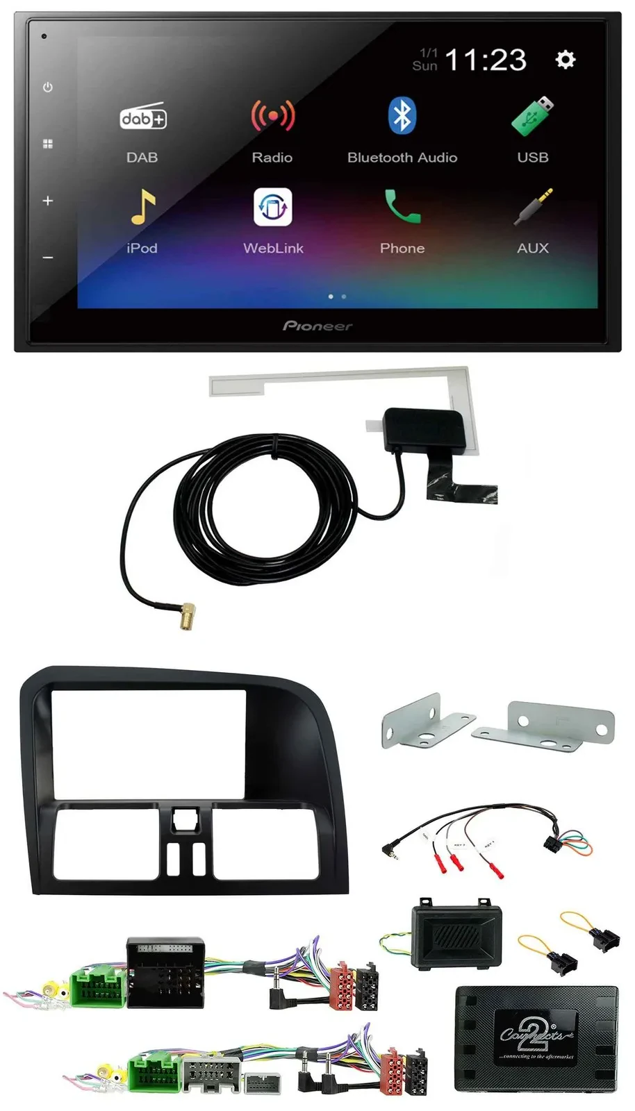 Pioneer DAB Lenkrad Bluetooth 2DIN USB Autoradio für Volvo XC60 2008-2017 Aktivs