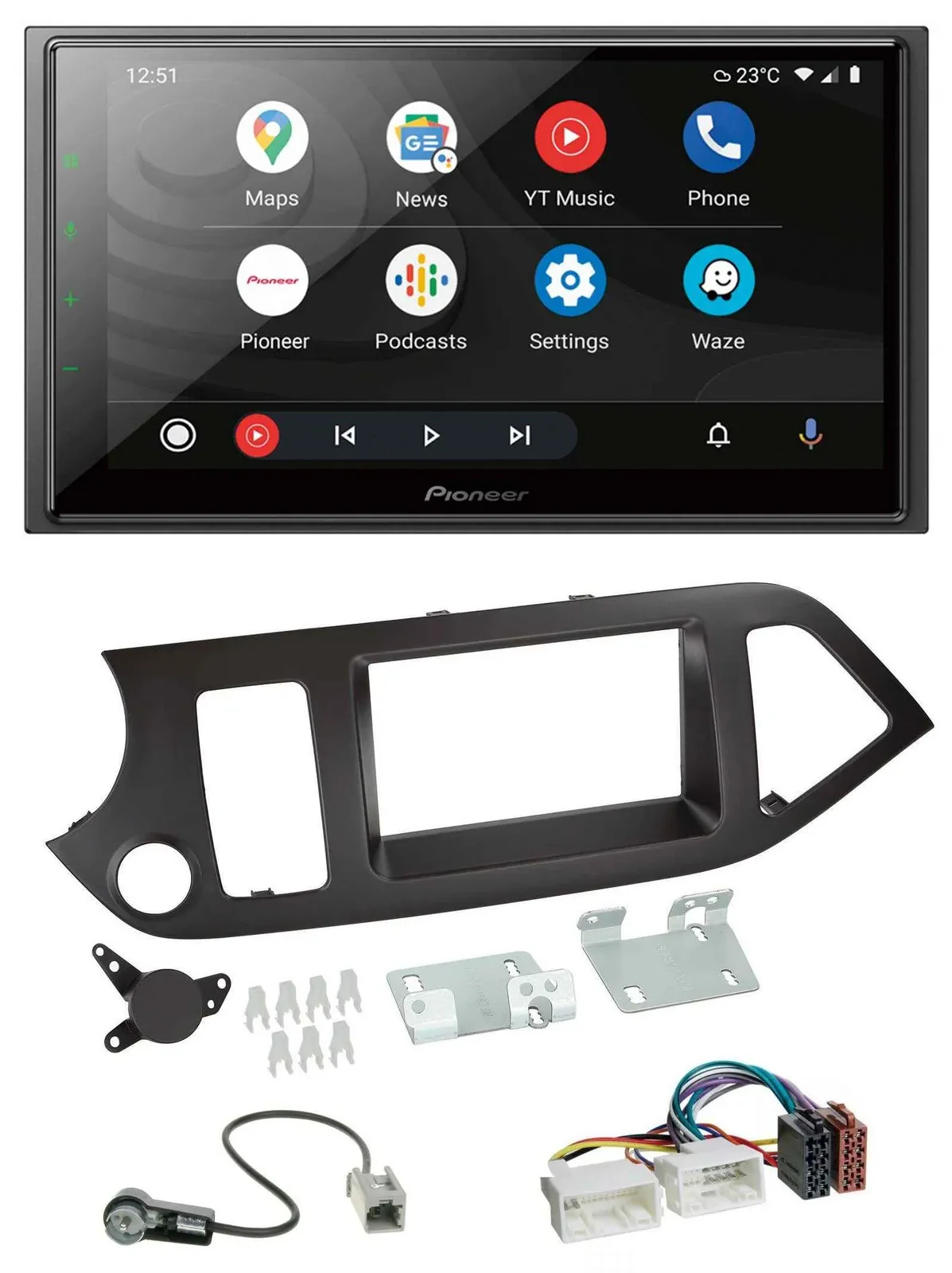 Pioneer USB 2DIN DAB MP3 Bluetooth Autoradio für Kia Picanto ab 11 ohne Start-St