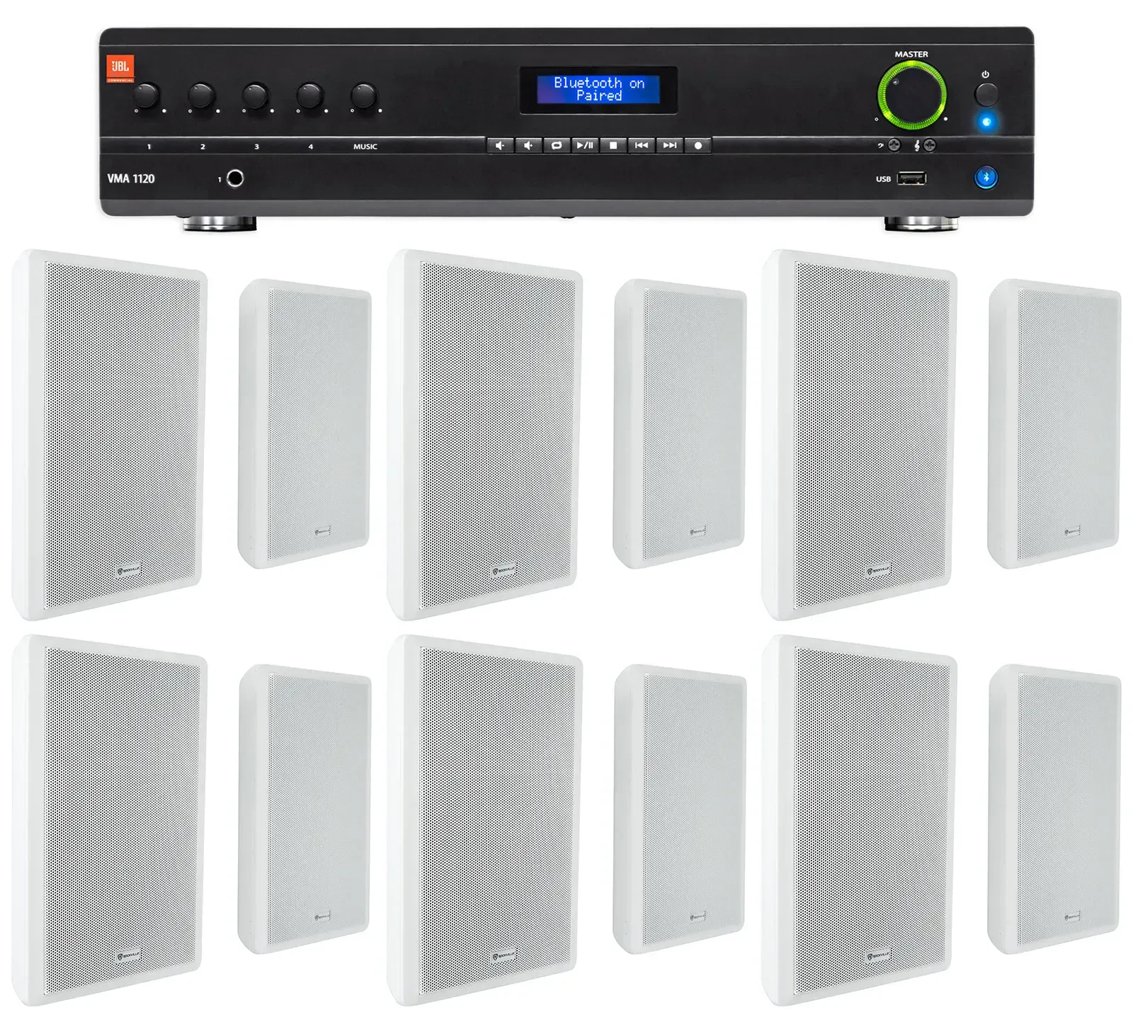 Настенная акустика JBL Rock Slim 70W White с усилителем (12 штук)