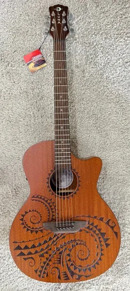 Luna Guitars Gypsy Tattoo Mahogany AcousticElectric Grand Concert Guitar Natural