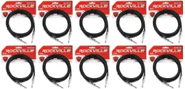 Инструментальный кабель Rockville RCGT10B Black 3 м (10 штук)