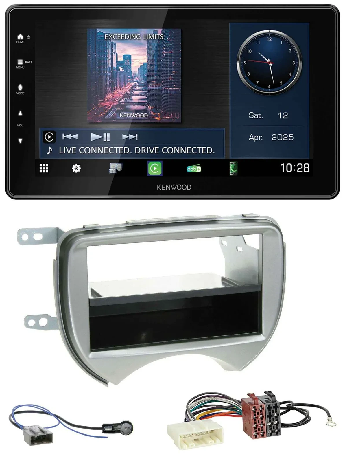 Автомагнитола для Nissan Micra (K13, 2010–2013) Kenwood MP3 Bluetooth USB DAB серебристая