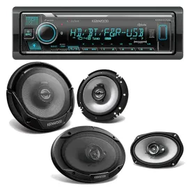 Автомагнитола Kenwood KMM-X705 с сенсорным экраном с коаксиальными динамиками 6.5" и 6x9" (набор)