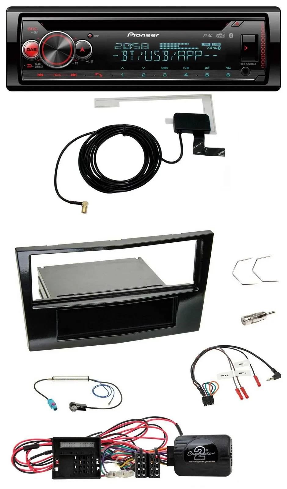 Автомагнитола Pioneer DAB, CD, USB, Bluetooth для Opel Corsa D, черный глянец