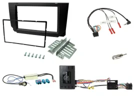 Установочный комплект Caraudio24 2-DIN для Seat Ibiza (2017–2021), чёрный, с адаптером рулевого управления, PDC