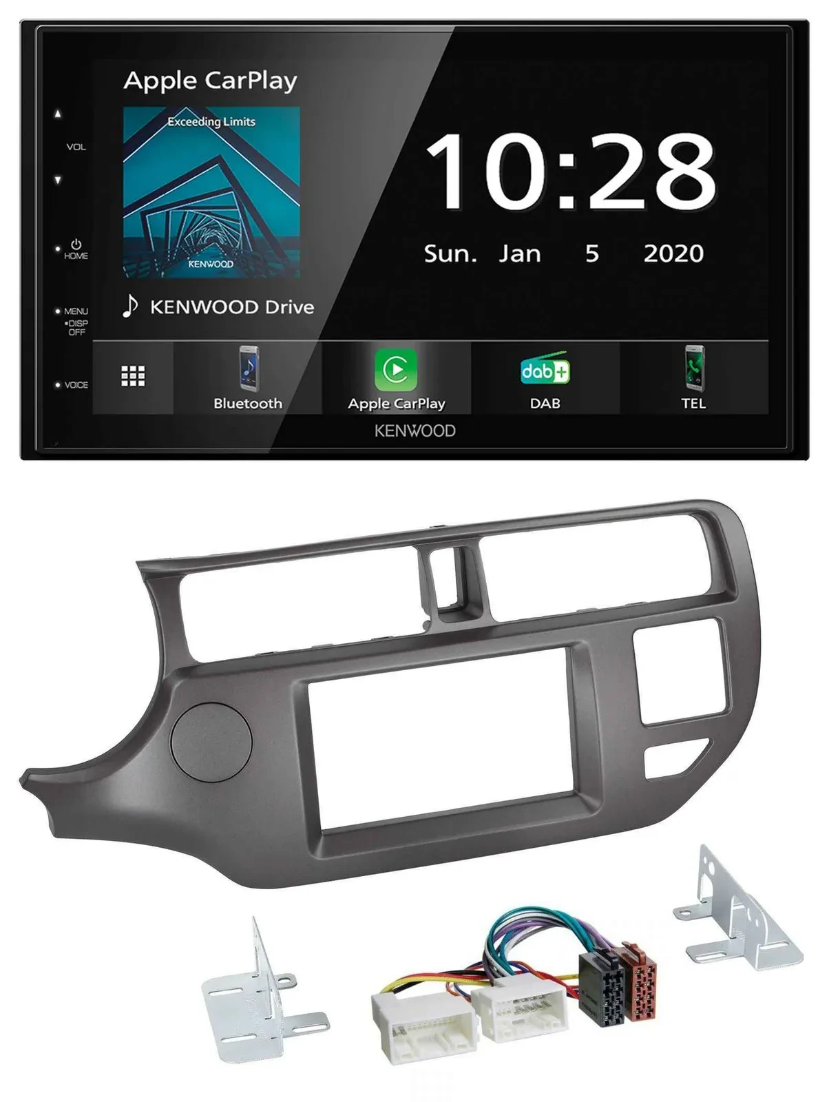 Kenwood Bluetooth MP3 DAB USB 2DIN Autoradio für Kia Rio UB 11-14 anthrazit