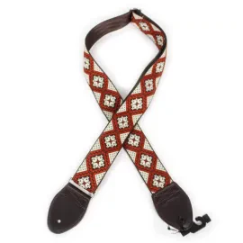 Souldier "Rustic" White Pattern 2" Guitar Strap with Warm Brown Ends