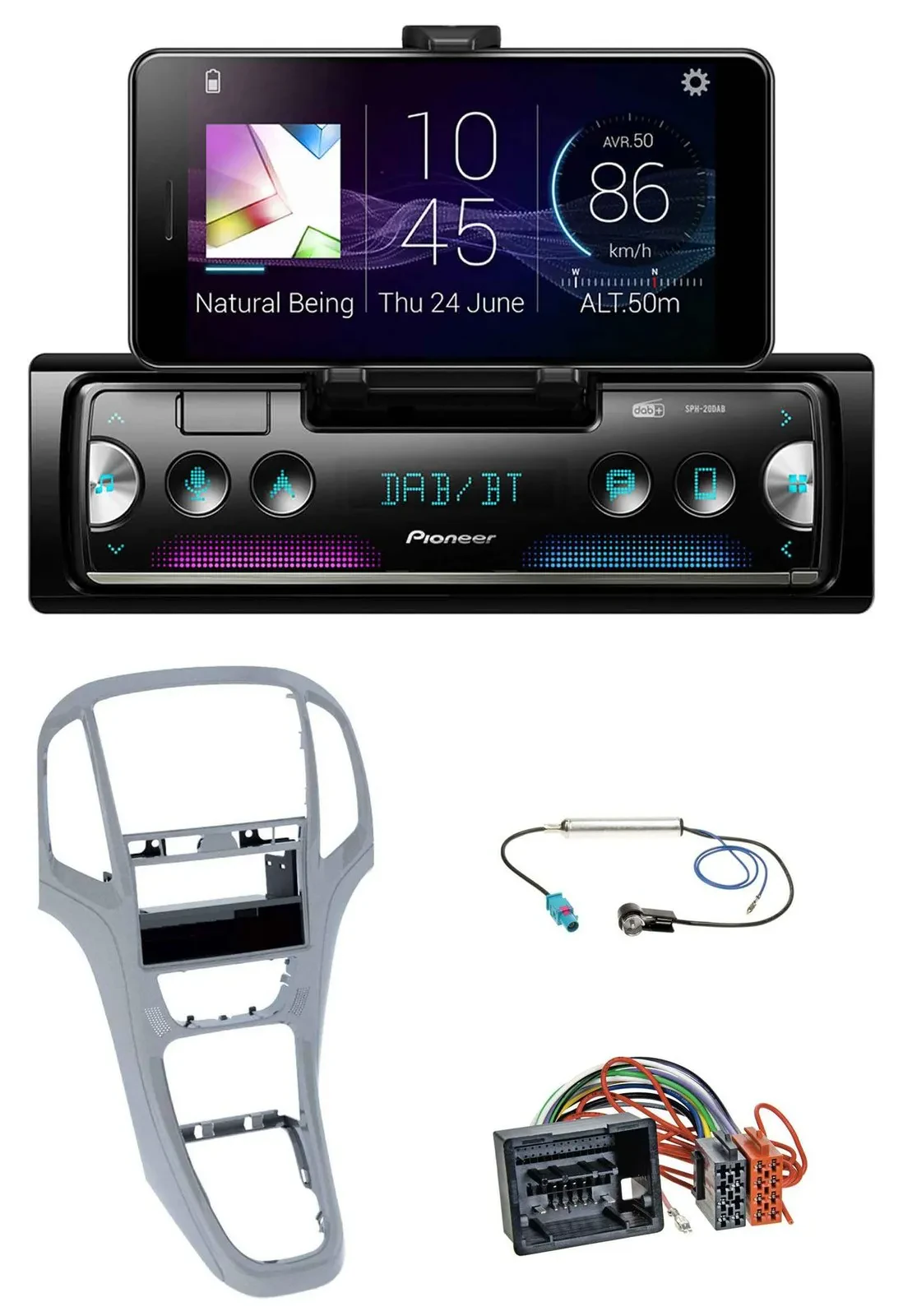 Автомагнитола для Opel Astra J (с 2009) Pioneer USB MP3 Bluetooth DAB платино-серебристая