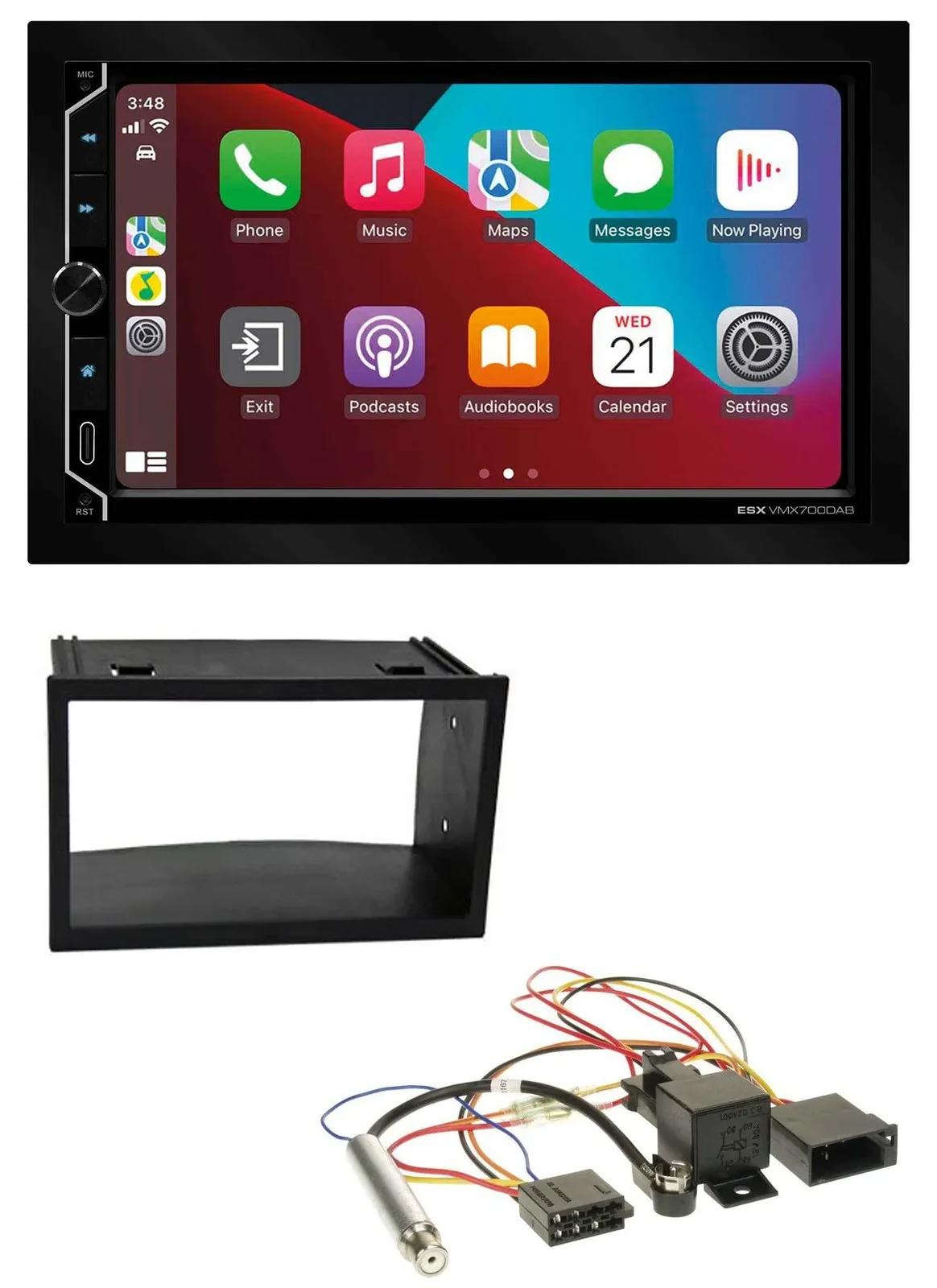 Автомагнитола ESX 2-DIN, DAB, USB, MP3, Bluetooth (для VW Golf 4/Passat/Polo/T4/Fox), ISO