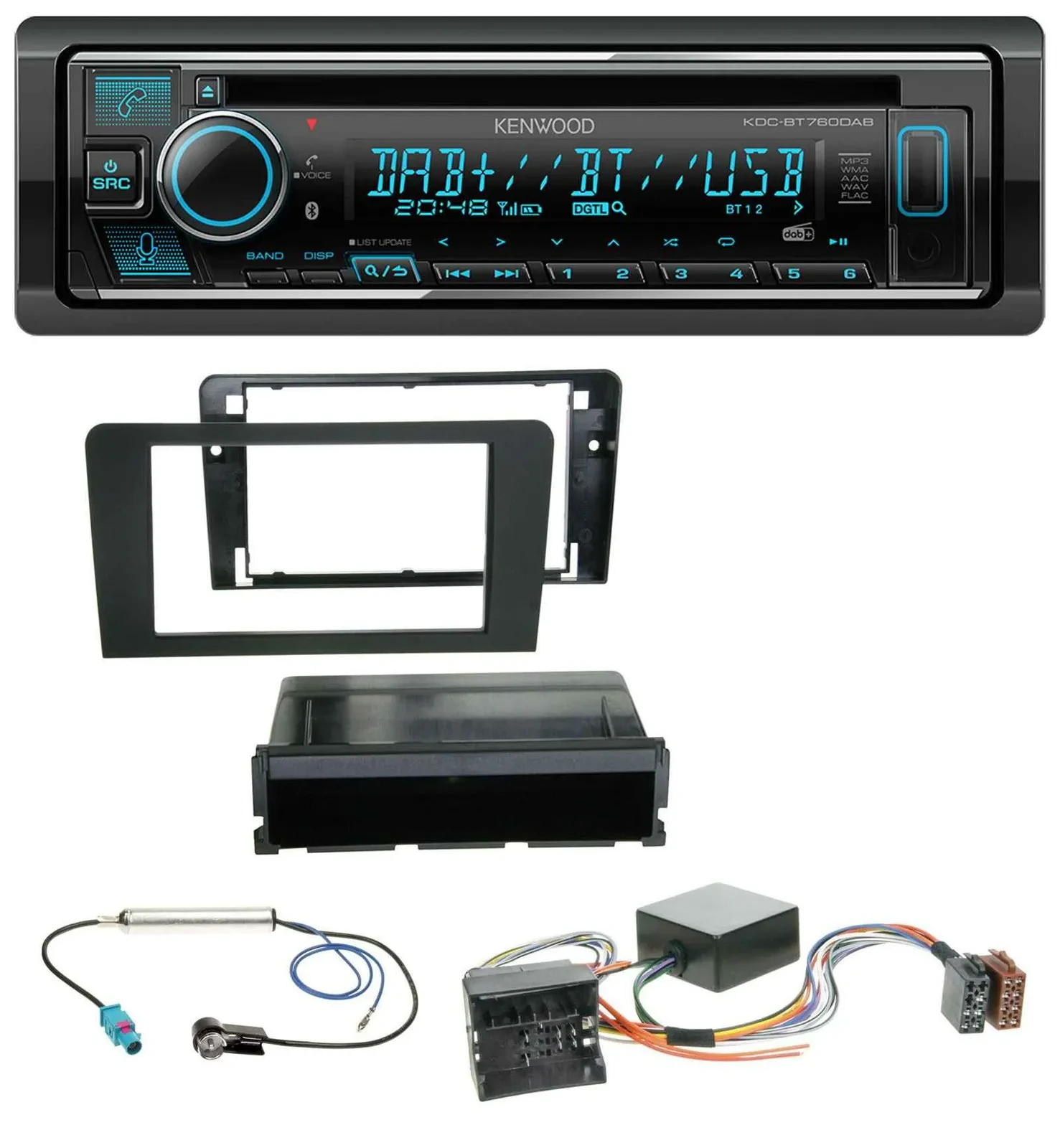 Автомагнитола Kenwood MP3 Bluetooth DAB USB CD для Audi A3 8P (2006–2012)