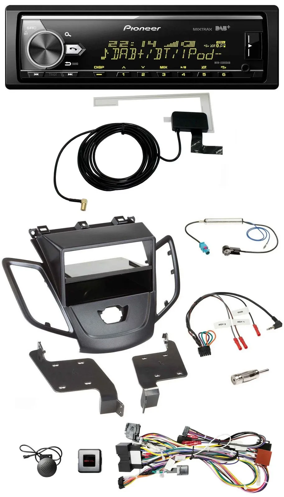 Pioneer Bluetooth DAB USB Lenkrad Autoradio für Ford Fiesta 08-10 ohne Display s