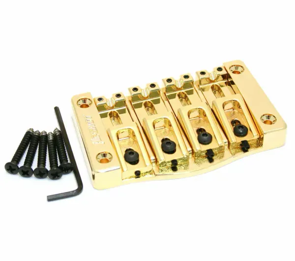 Hipshot 5T400G 4-String TransTone Flat Mount .750" Spacing Bass Bridge - GOLD