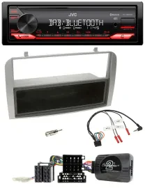 Автомагнитола JVC Bluetooth USB DAB для Alfa Romeo GT/147 (2007–2010), серебристая, совместимая с кнопками на руле, с нишей