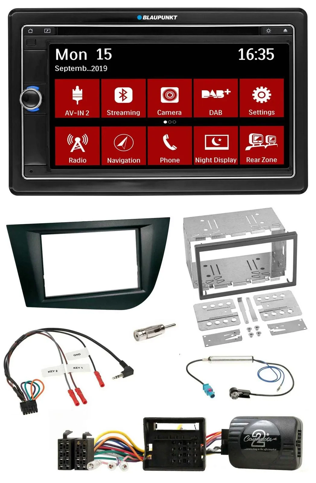 Blaupunkt TMC USB Lenkrad Bluetooth DAB 2DIN Navigation für Seat Leon 2005-2009
