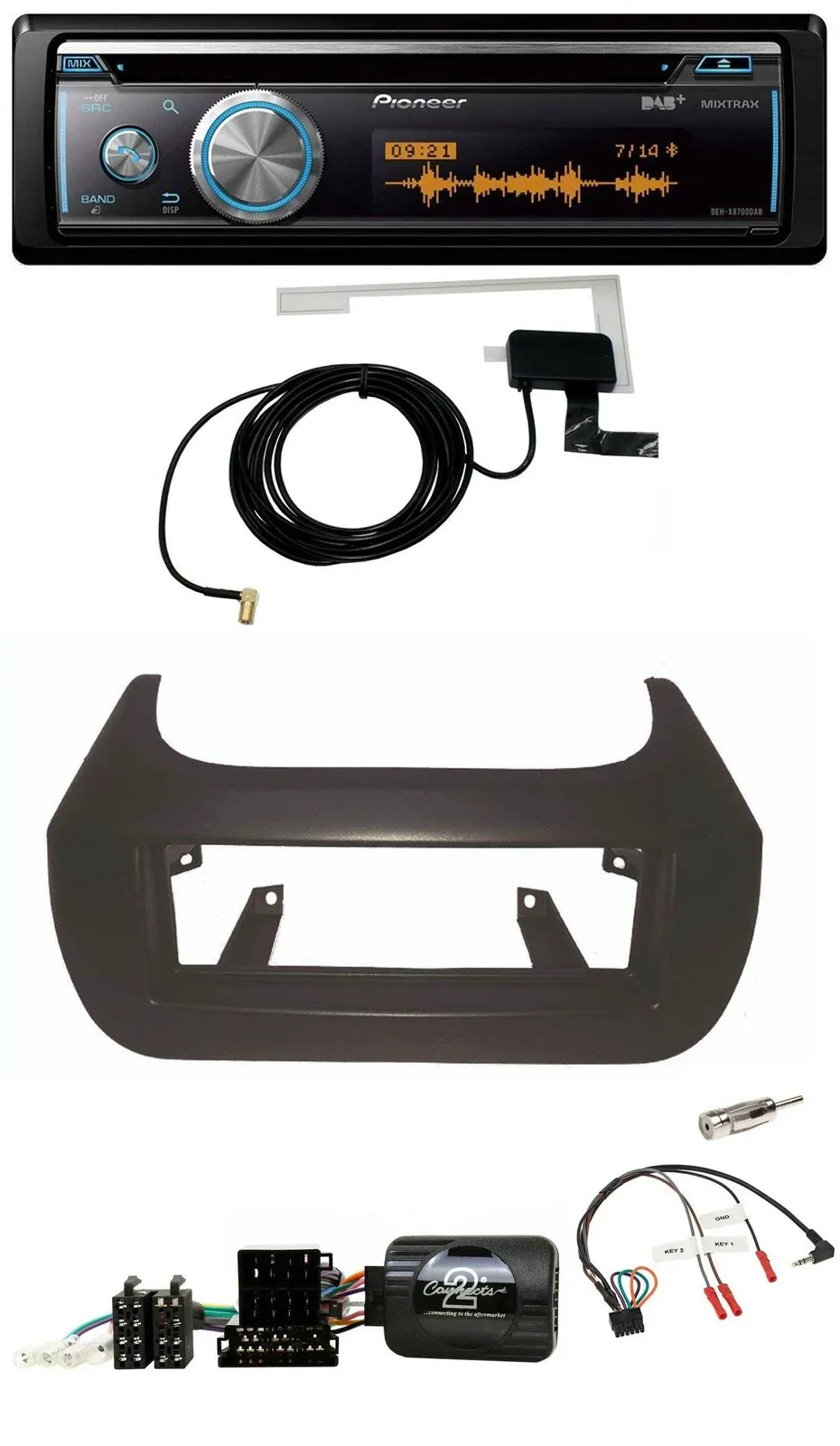 Pioneer Bluetooth DAB Lenkrad USB CD Autoradio für Citroen Nemo Fiat Fiorino Peu