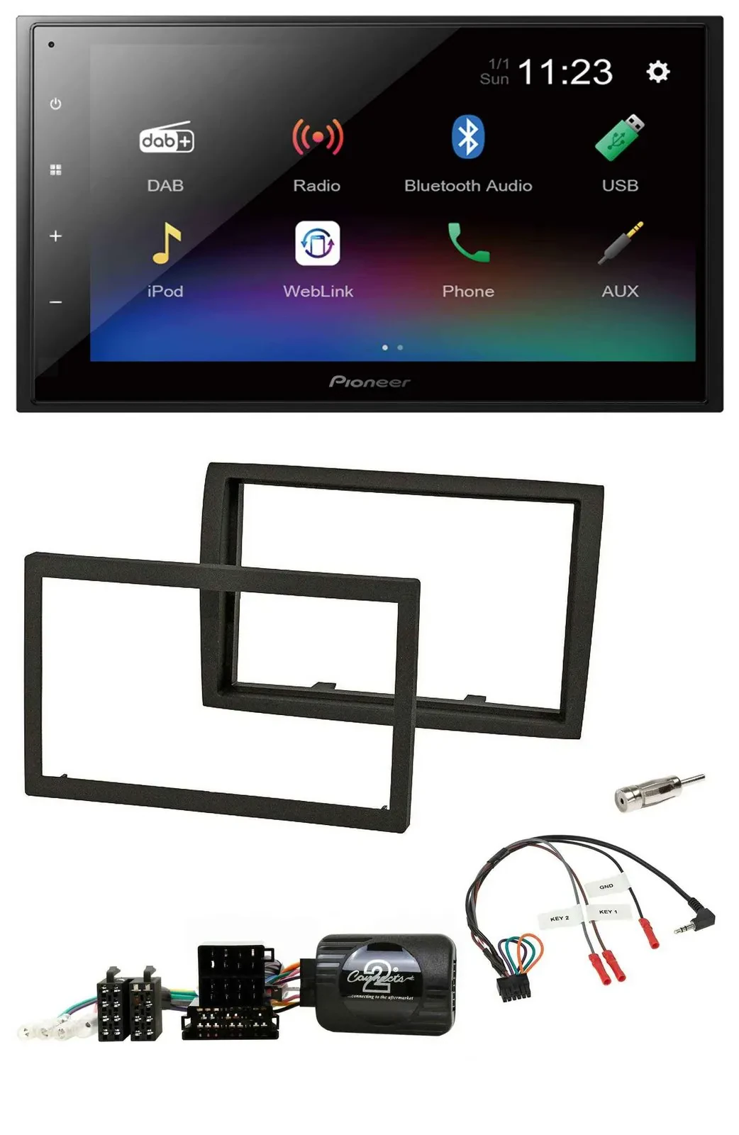 Автомагнитола Pioneer 2DIN USB Bluetooth DAB для Fiat Ducato, совместима с управлением на руле