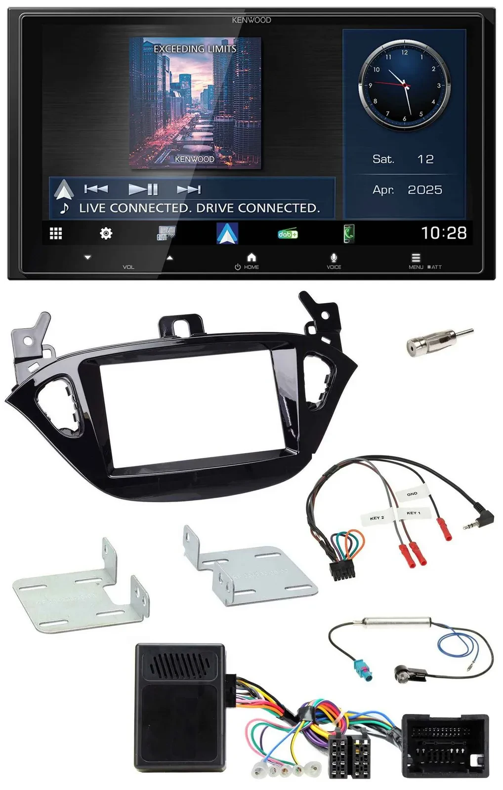 Автомагнитола Kenwood 2DIN, Bluetooth, USB, DAB, для Opel Adam (с 2013) и Corsa E, совместима с кнопками на руле