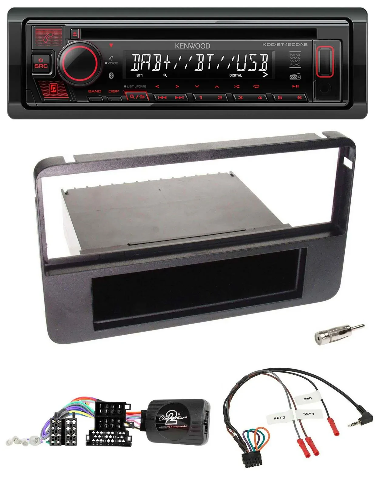 Автомагнитола Kenwood CD/USB/Bluetooth/DAB для Alfa Romeo 159/Brera/Spider с поддержкой управления на руле