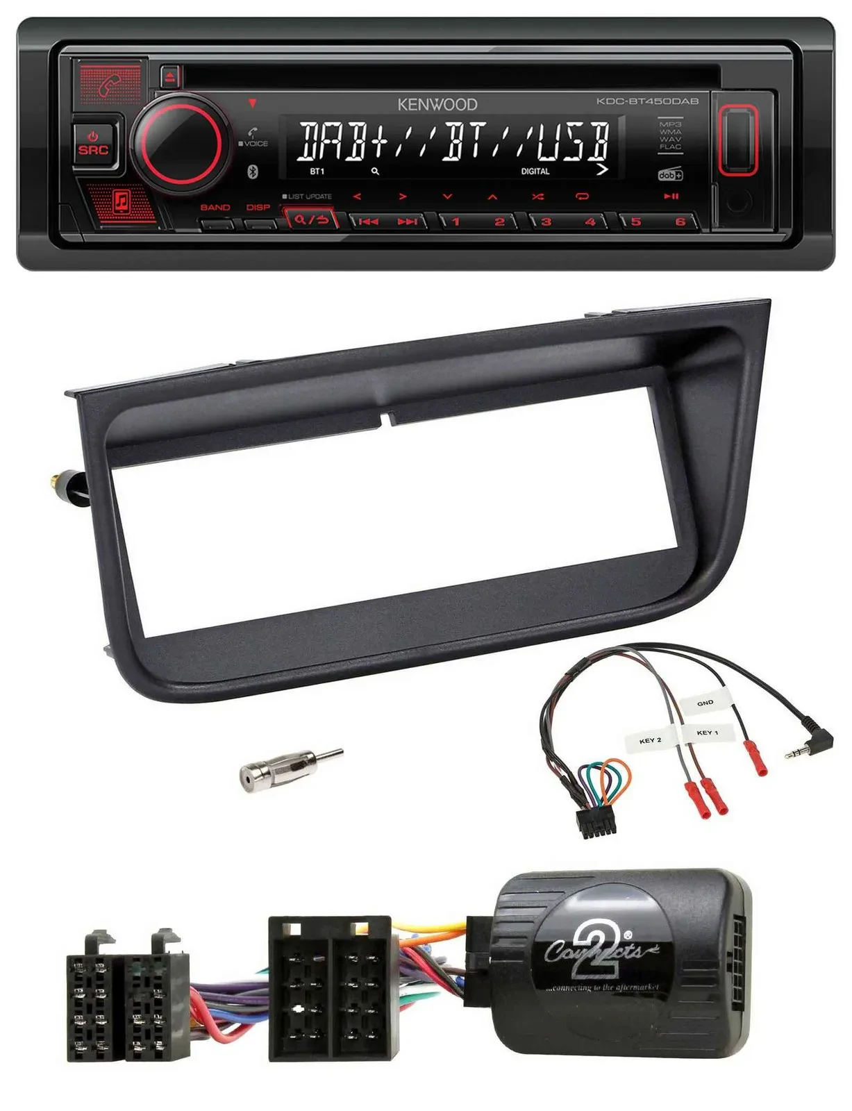 Kenwood Lenkrad CD USB Bluetooth DAB Autoradio für Peugeot 406 2002-2005
