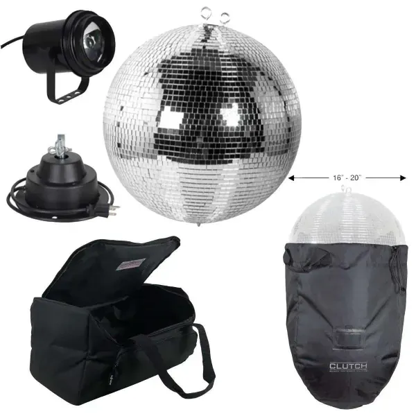 Eliminator Lighting M600EL 16" Mirror Dance Disco Ball w Light Fixture & Bags