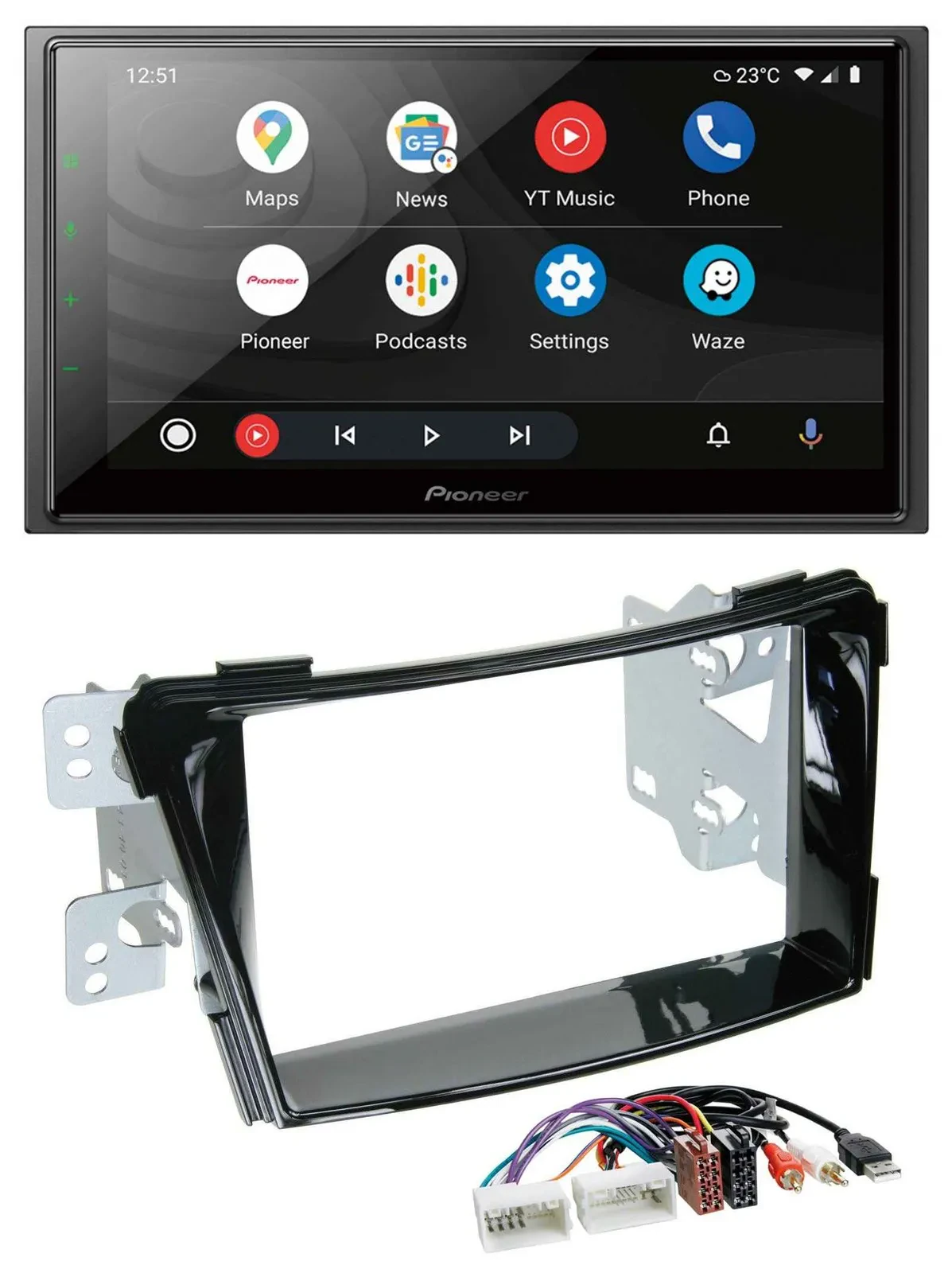 Pioneer USB 2DIN DAB MP3 Bluetooth Autoradio für Hyundai i40 ab 11 VF Klavierlac