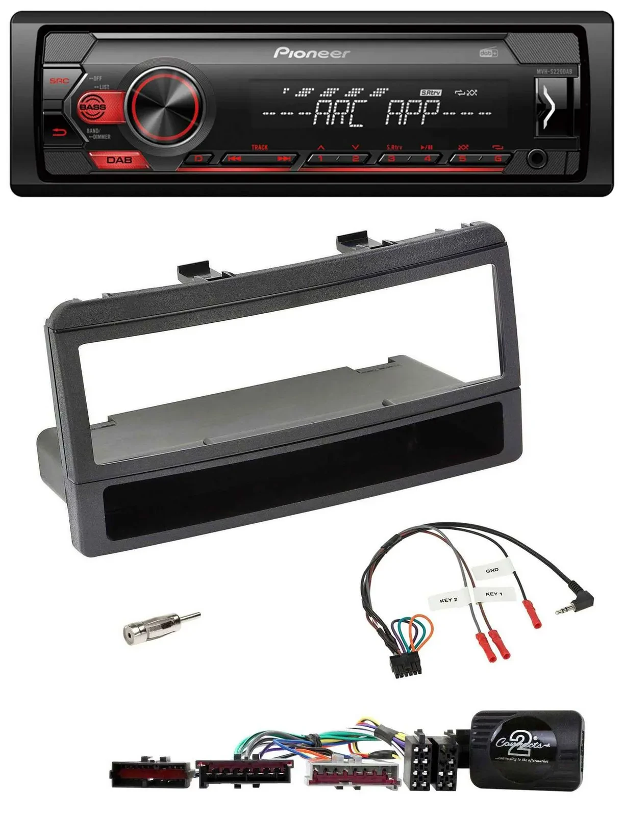 Pioneer DAB 1DIN MP3 Lenkrad USB Autoradio für Ford Mondeo 00-02 schwarz Ablage