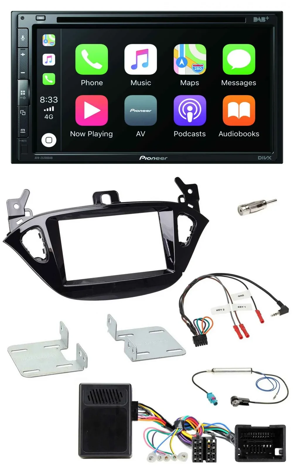 Pioneer DVD 2DIN Lenkrad DAB Bluetooth USB Autoradio für Opel Adam ab 2013 Corsa