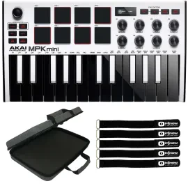 Akai MPK Mini MK3 25-Key USB Keyboard Pad Controller White w Software & Case