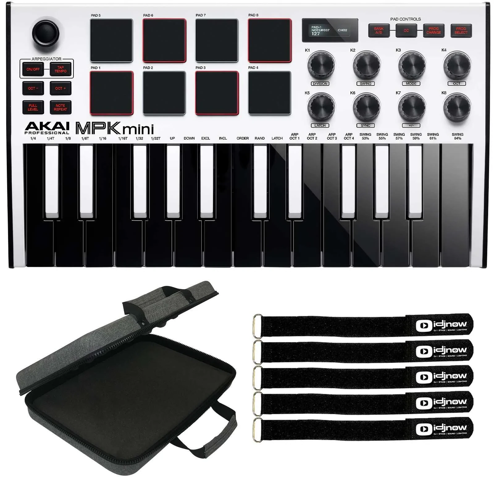 Akai MPK Mini MK3 25-Key USB Keyboard Pad Controller White w Software & Case
