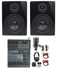 Rockville Home Recording Studio Kit w/ Monitors+Mixer/Interface+Mic+Headphones