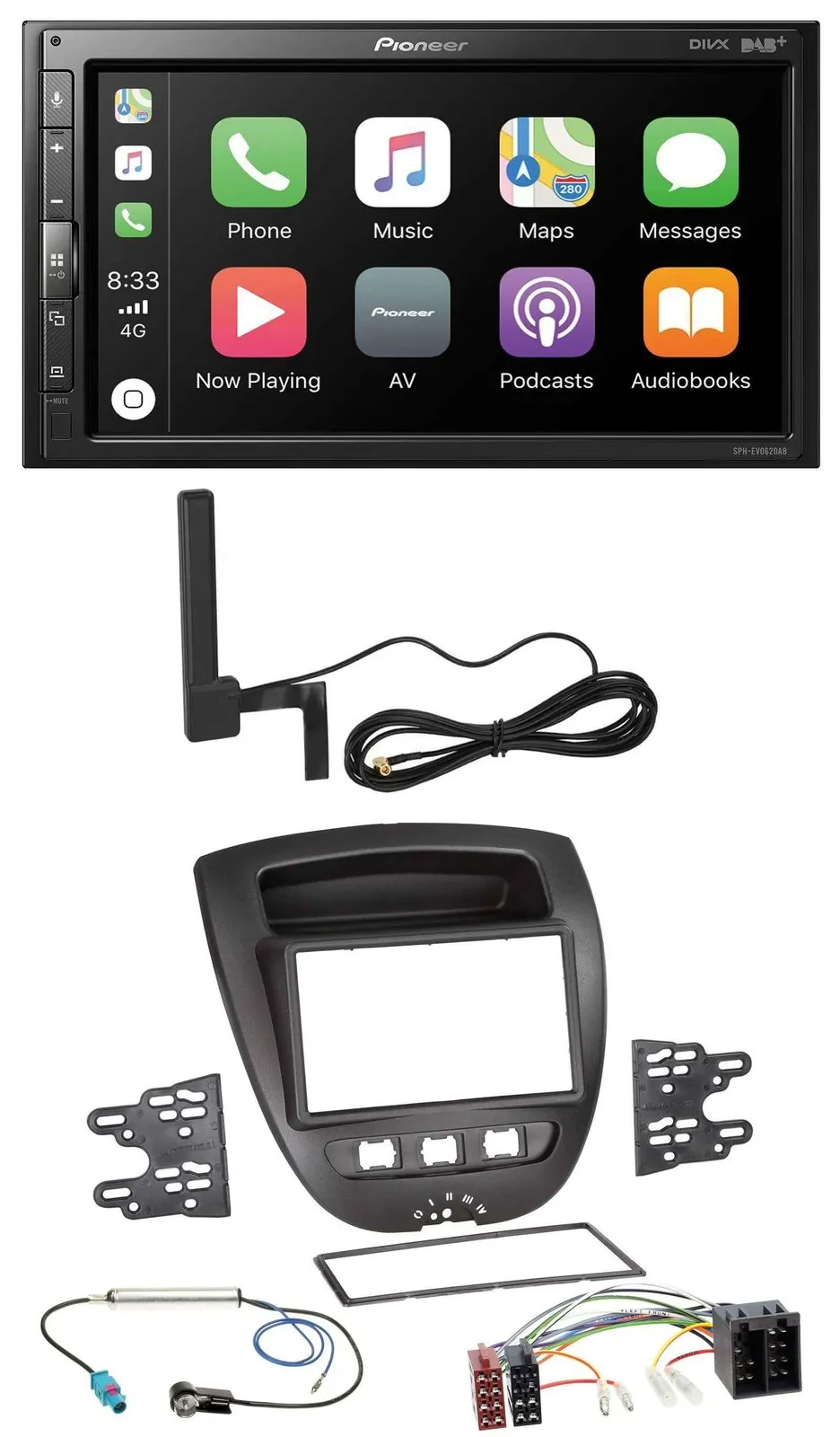 Pioneer USB 2DIN Bluetooth DAB MP3 Autoradio für Toyota Aygo Peugeot 107 Citroen