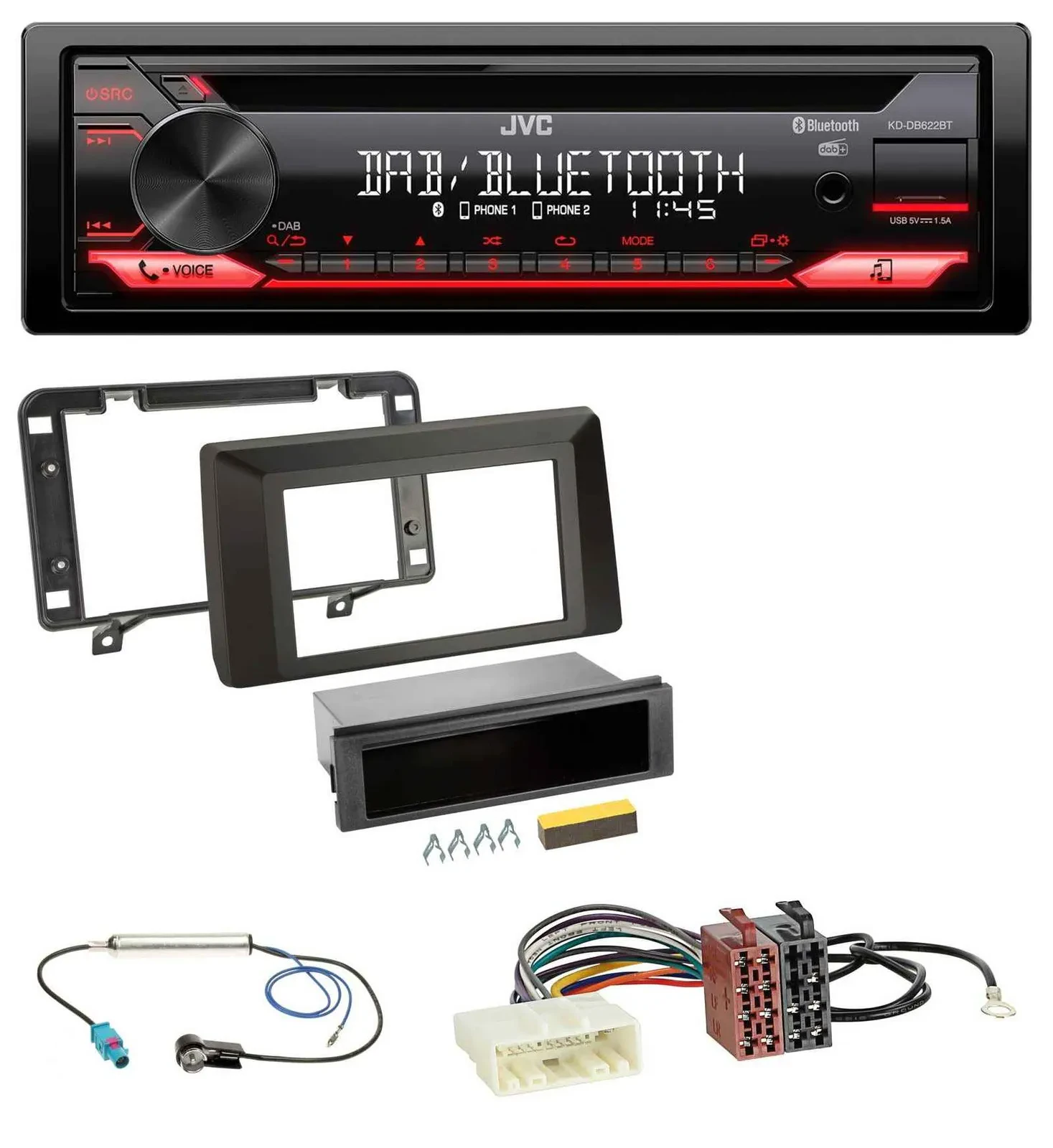 JVC CD DAB USB Bluetooth MP3 Autoradio für Dacia Duster (ab 2021)
