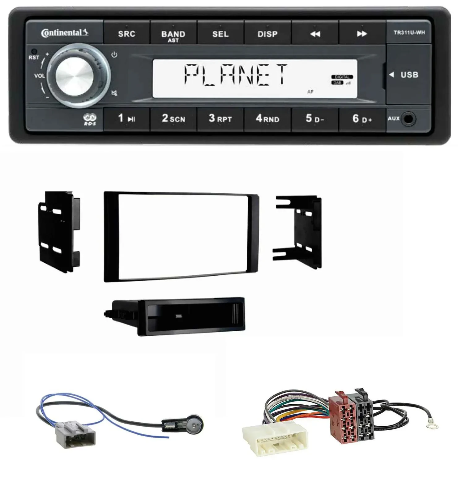 Continental USB MP3 AUX 1DIN Autoradio für Nissan Micra 2013-2017 schwarz matt