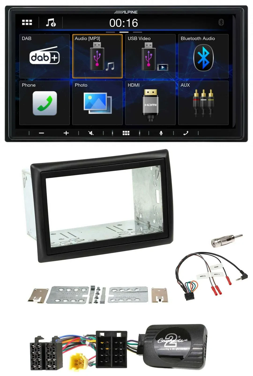 Alpine Bluetooth 2DIN Lenkrad DAB USB Autoradio für Renault Megane II 2005-2008