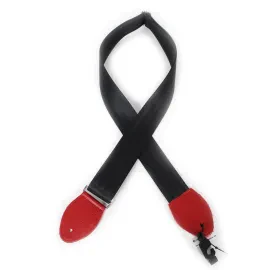 Souldier Plain Seatbelt Black 2" Guitar Strap with Red Ends