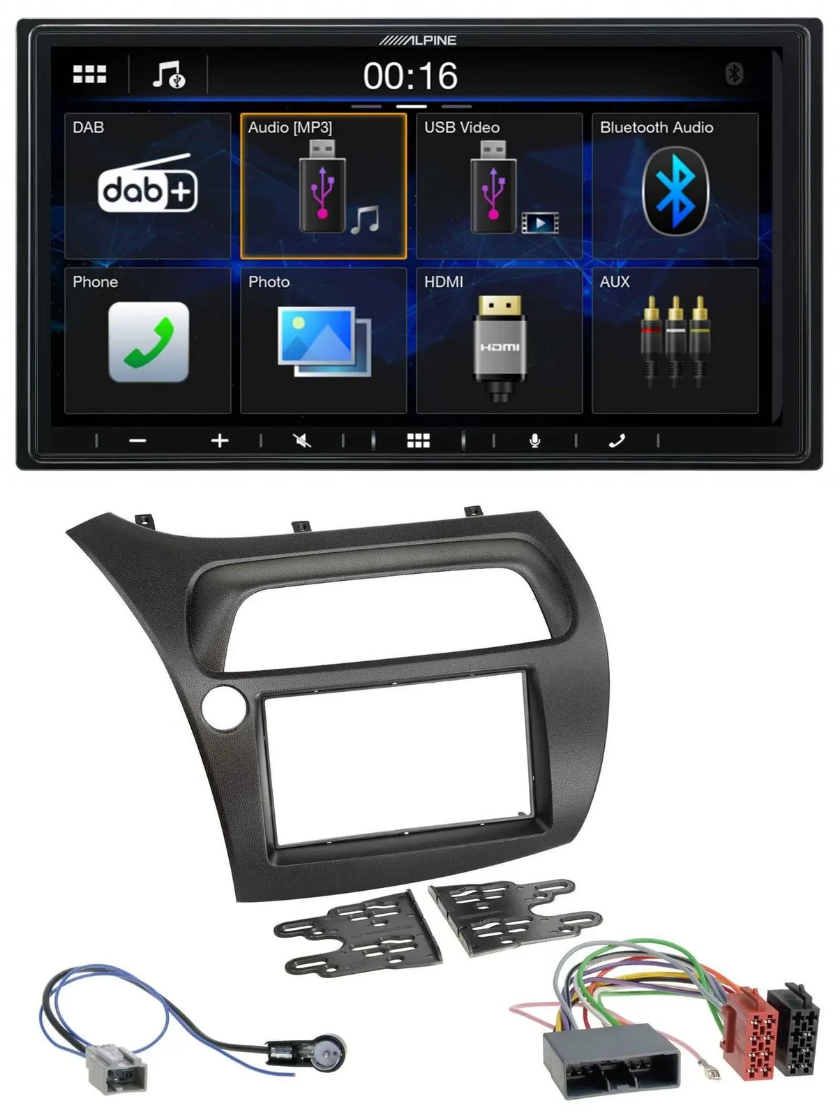 Alpine Bluetooth 2DIN MP3 DAB USB Autoradio für Honda Civic (2006-2012)