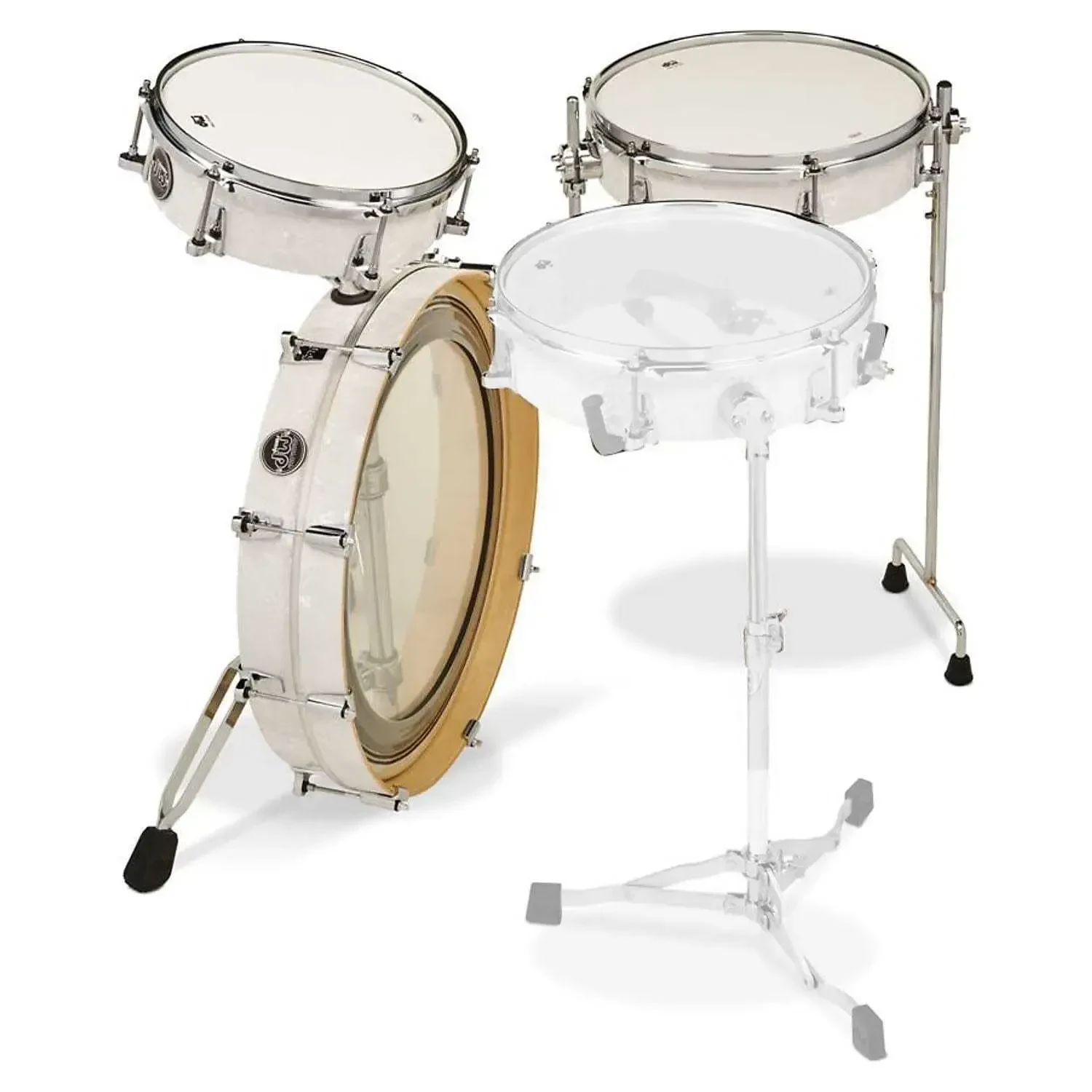 Ударная установка акустическая DW Performance Series LowPro 3-Piece Travel Kit - White Marine