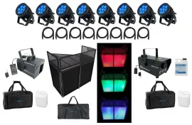 Световой комплект American DJ 7P HEX IP, уличные LED DMX wash uplights (8 шт.), DJ-фасад, хейзер, дым-машина