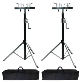 Global Truss DT-3800L 12FT Crank Stand (2-Pack) + Universal T-Adapters + Cases