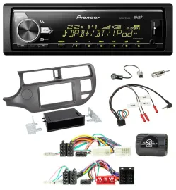 Pioneer Bluetooth USB DAB Lenkrad Autoradio für Kia Rio UB 2011-2015 anthrazit