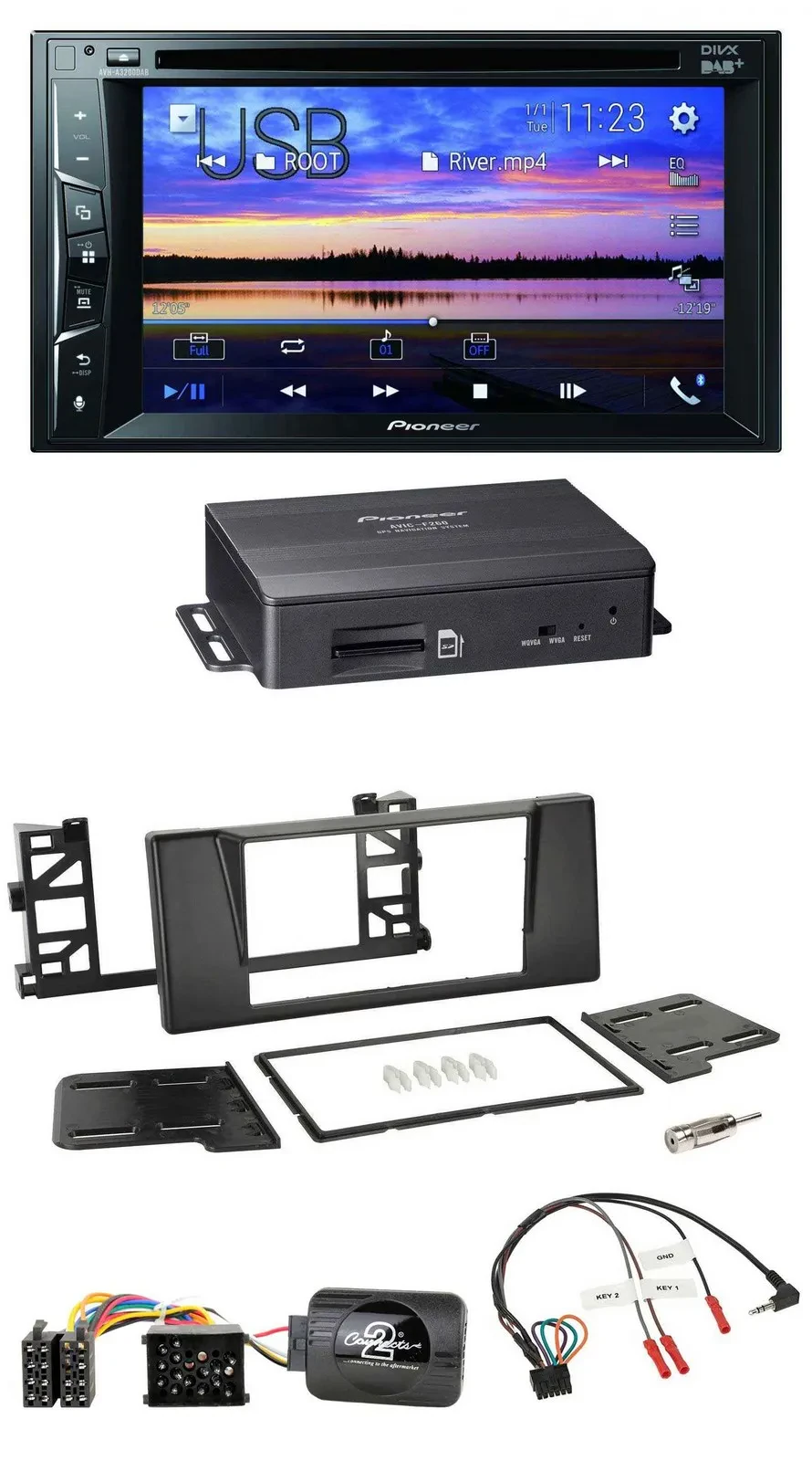 Pioneer 2DIN TMC DAB Lenkrad USB Bluetooth Navigation für BMW 5er E39 1997-2001